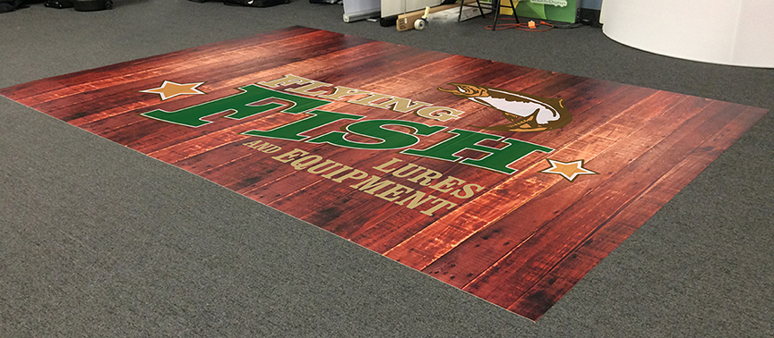 Wood and logo printed on Endutex lightweight flooring. Perfect for events and trade shows.